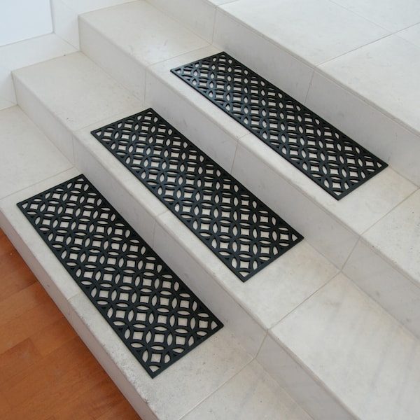 Rubber-Cal 6-Piece Azteca Indoor Outdoor Stair Treads Rubber Step Mats, 9.75 by 29.75-Inch - 10-104-008-6PK