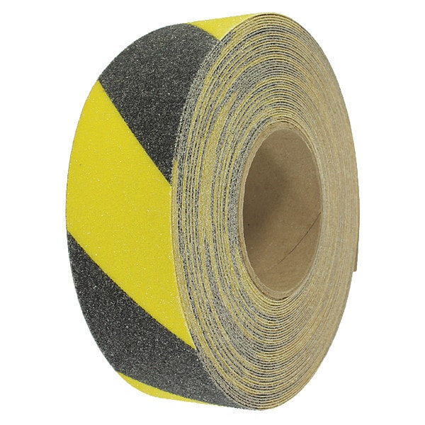 Visual Workplace Slip Resistant Floor Tape Aluminum Oxide Compound With UV Protection Black/Yellow, 2" W x 60 ft. L - 25-700-2060-622