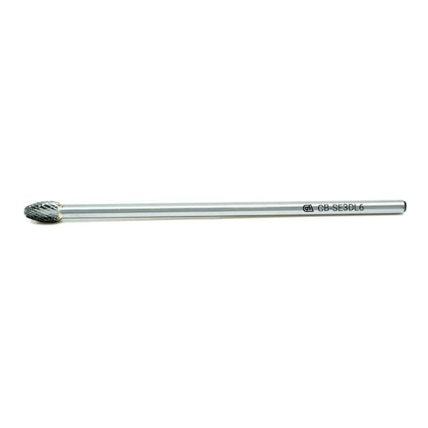 Continental Abrasives SE-3 Double Cut Oval Tungsten Carbide Burr 6" Shank - CB-SE3DL6