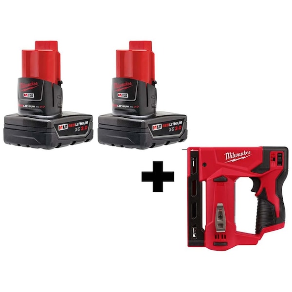Milwaukee Tool M12 Battery Pack, M12 3/8 Crown Stapler - 48-11-2412, 2447-20