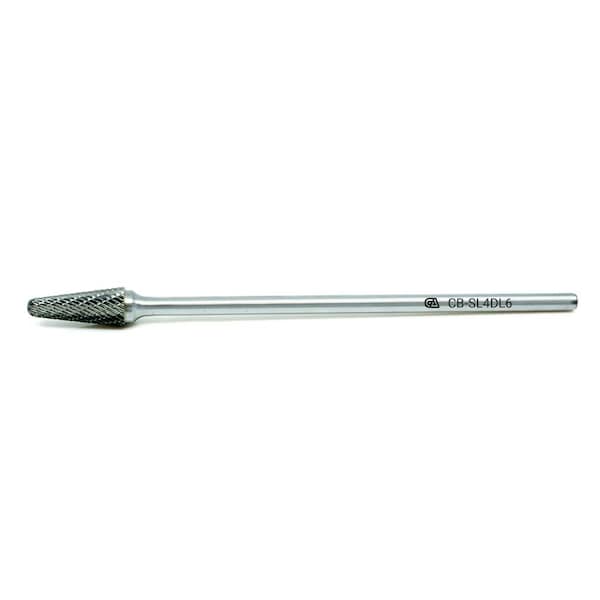 Continental Abrasives SL-4 Double Cut Conical Ball Nose Tungsten Carbide Burr 6" Shank - CB-SL4DL6