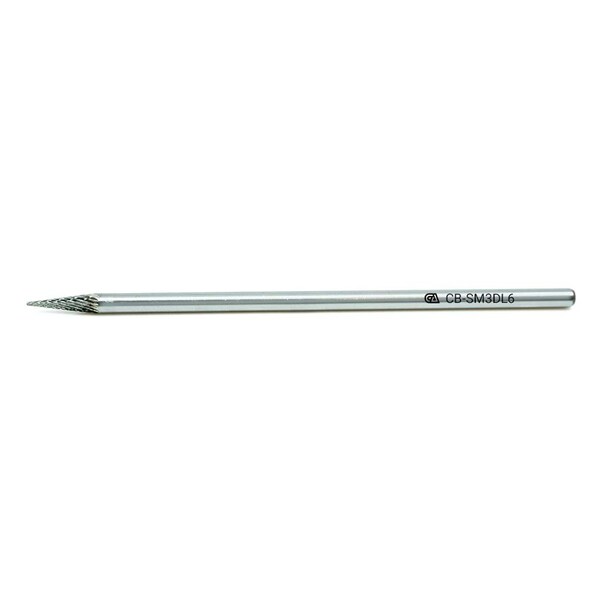 Continental Abrasives SM-3 Double Cut Conical Pointed Nose Tungsten Carbide Burr 6" Shank - CB-SM3DL6
