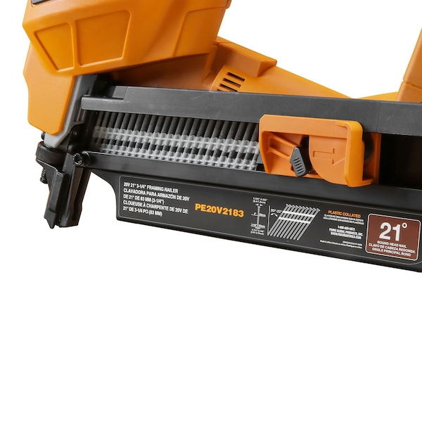 Freeman 20V Cordless 21 Degree, 3-1/4in Full Head Framing Nailer Including 4Ah Battery, Rapid Charger & Case - PE20V2183
