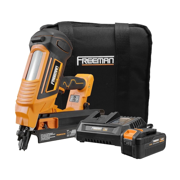 Freeman 20V Cordless 21 Degree, 3-1/4in Full Head Framing Nailer Including 4Ah Battery, Rapid Charger & Case - PE20V2183