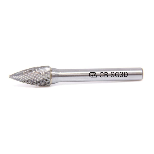 Continental Abrasives SG-3 Double Cut Arch Pointed Nose Tungsten Carbide Burr - CB-SG3D