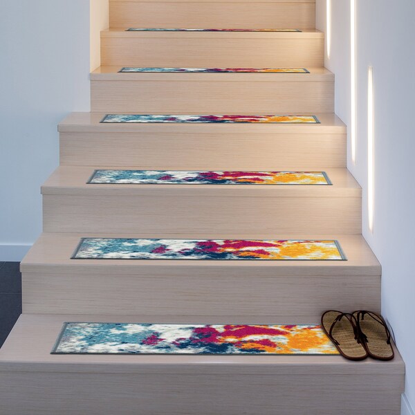 World Rug Gallery Nylon; Back Material : Rubber 8.6" x 26" Grit Size, Multi, 26 W x 8.6 L, 0.2 in Thick - 1522MULTI4PK