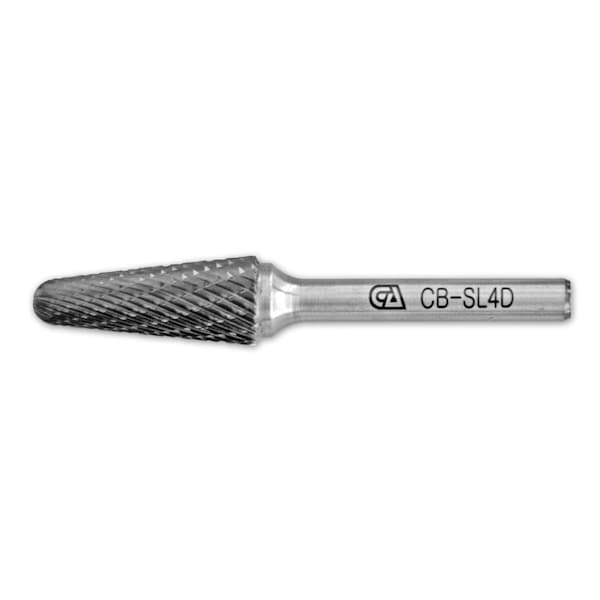 Continental Abrasives SL-4 Double Cut Conical Ball Nose Tungsten Carbide Burr - CB-SL4D