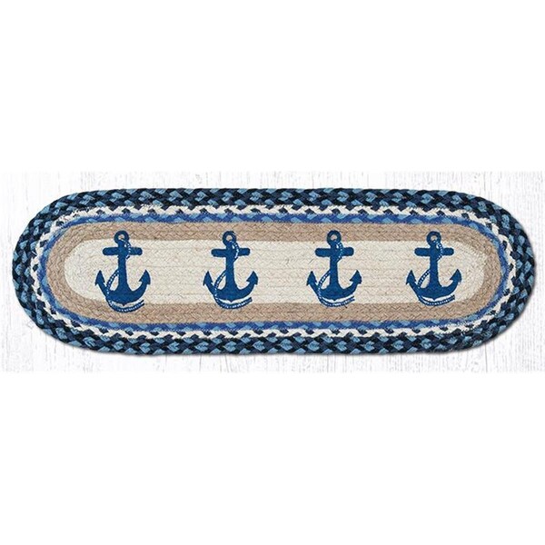H2H 27 x 8.25 in. Navy Anchor Oval Stair Tread - H22548652