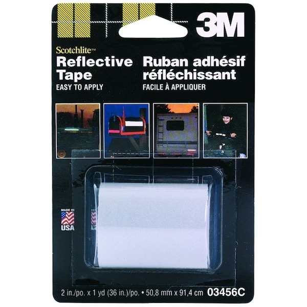 3M Scotchlite 0 Reflective Safety Tape, 36 in L, 2 in W, Silver - 3456