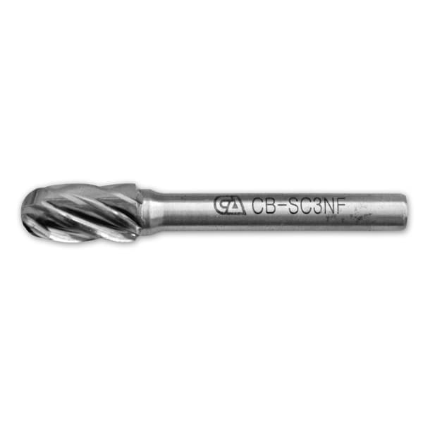 Continental Abrasives SC-3 Aluminum Cut Cylindrical With Ball Nose Tungsten Carbide Burr for Non-Ferrous Materials - CB-SC3NF