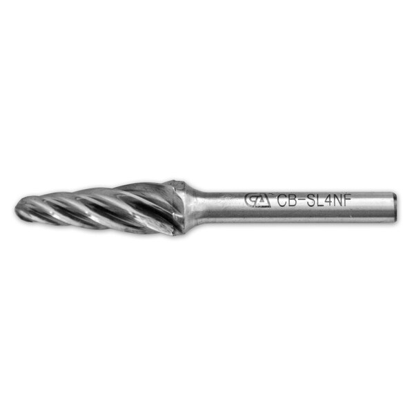 Continental Abrasives SL-4 Aluminum Cut Conical Ball Nose Tungsten Carbide Burr for Non-Ferrous Materials - CB-SL4NF
