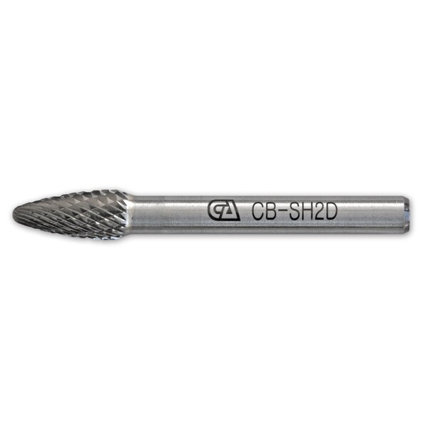 Continental Abrasives SH-2 Double Cut Flame Shape Tungsten Carbide Burr - CB-SH2D