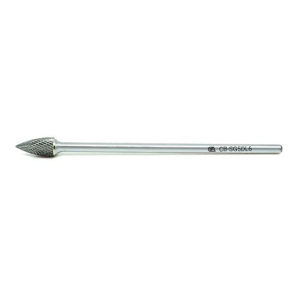 Continental Abrasives SG-5 Double Cut Arch Pointed Nose Tungsten Carbide Burr  6" Shank - CB-SG5DL6