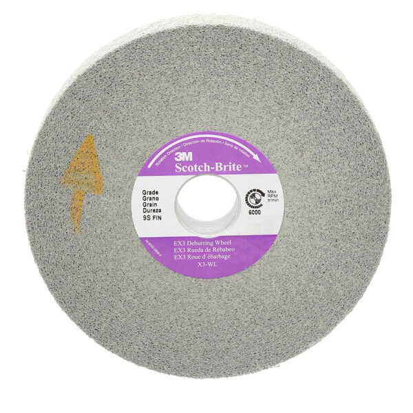 Scotch-Brite Deburring Wheel, 12"x 3/8" x 5", 9S FIN - X3-WL 215