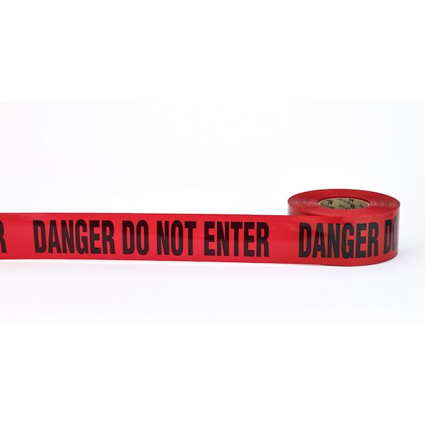 Mutual Industries Barricade Tape Polyethylene Red, 3" W x 300 ft. L, 3 mil Thick - 17779-0-0300