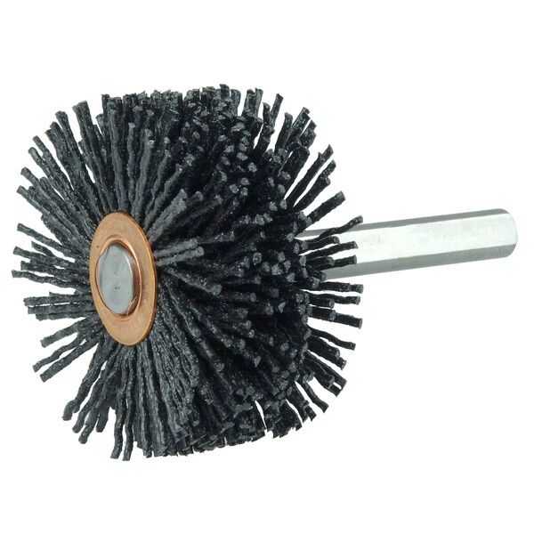 Weiler Bore-Rx 2-1/2"Dia.  Brush Deburring .055/80CG Crimped Fill, 3/8" Stem - 17217