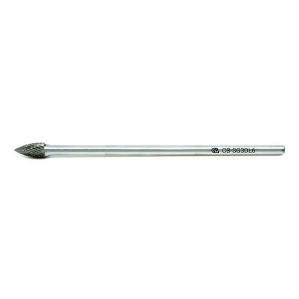 Continental Abrasives SG-3 Double Cut Arch Pointed Nose Tungsten Carbide Burr  6" Shank - CB-SG3DL6