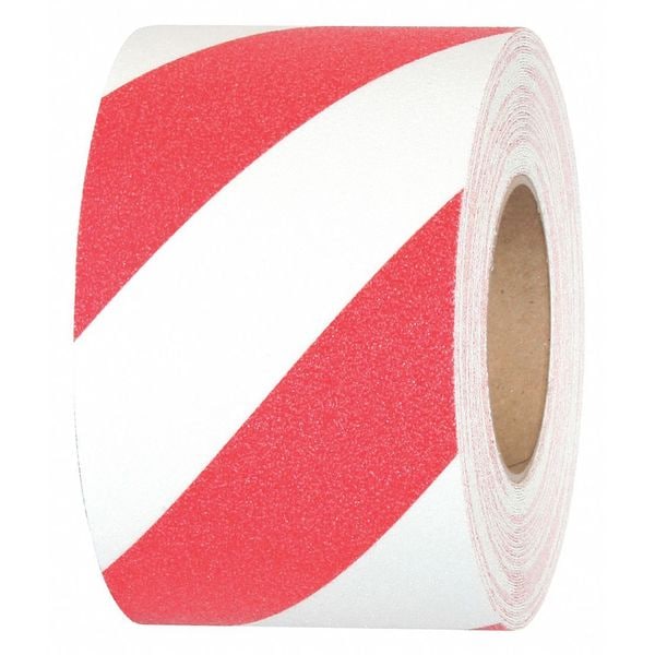 Jessup Safety Track Anti Slip Grit Tape Roll Aluminum Oxide, Adhesive: Acrylic Red/White, 4" W x 60 ft. L, 0.032" Thick - 3365-4