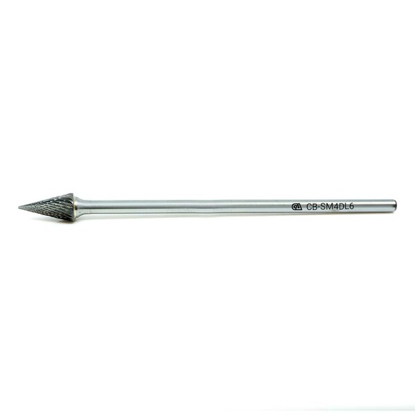 Continental Abrasives SM-4 Double Cut Conical Pointed Nose Tungsten Carbide Burr 6" Shank - CB-SM4DL6