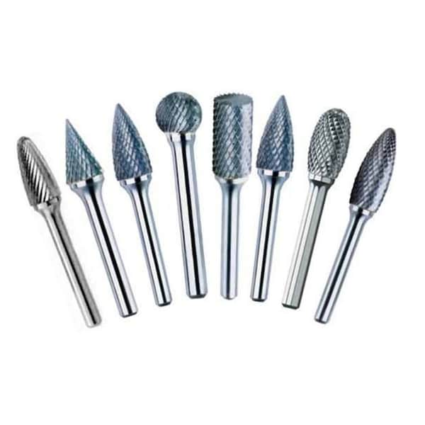 Drill America 8 Piece Carbide Bur Set (SA5, SC3, SC5, SD5, SF3, SF5, G3 & SL4) - DUL3SET