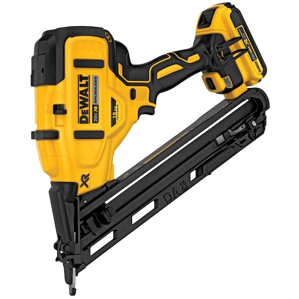 Dewalt 20V MAX* XR(R) 15 GA Cordless Angled Finish Nailer Kit - DCN650D1