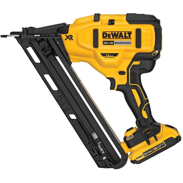 Dewalt 20V MAX* XR(R) 15 GA Cordless Angled Finish Nailer Kit - DCN650D1