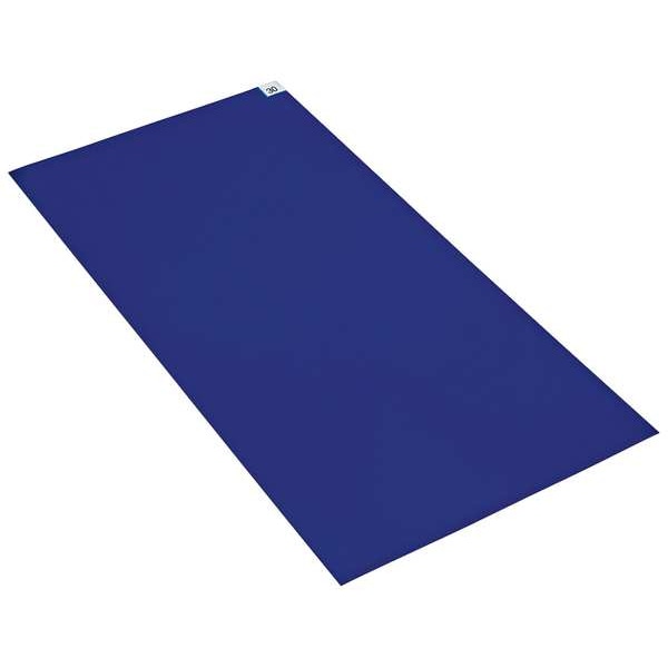 Condor Tacky Floor Mat, 24 in Wide x 36 in Long, 2 mil Thickness, Polyethylene, Blue, Pack of 4 - 31AN16
