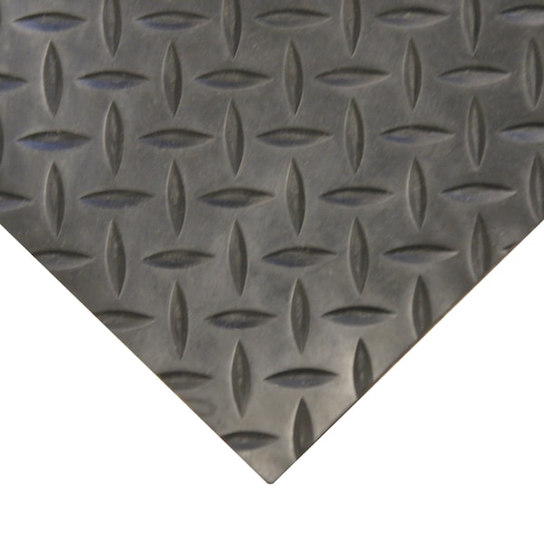 Rubber-Cal Diamond-Plate Rubber Flooring Rolls, 2.5mm thick, Black - 03-206-W100