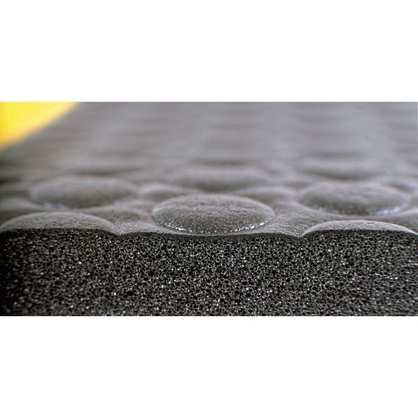 Notrax Antifatigue Mat, 6 ft. L x 3 ft. W, 1/2" Thickness, Closed Cell PVC Foam, Bubble, Black/Yellow - 417S0036BY