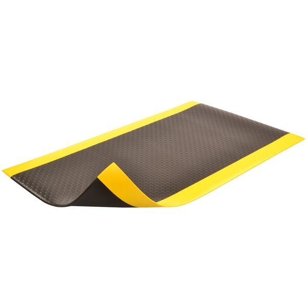 Notrax Antifatigue Mat, 6 ft. L x 3 ft. W, 1/2" Thickness, Closed Cell PVC Foam, Bubble, Black/Yellow - 417S0036BY