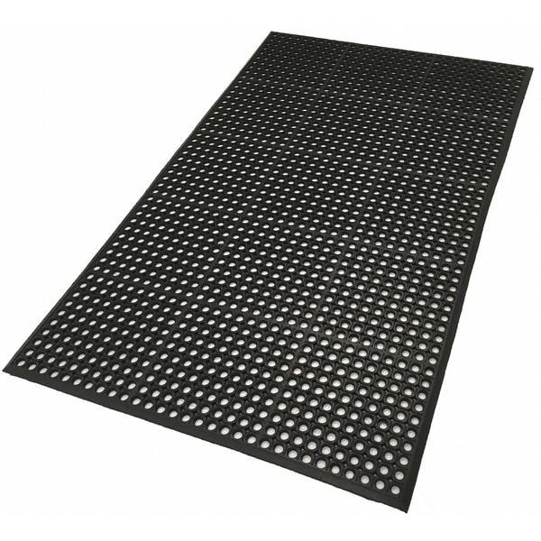 Notrax Antifatigue Mat, Raised Rings Surface Design, 3 ft x 5 ft, 1/2 in Thick, Beveled Edge, Rubber - 6LUL1