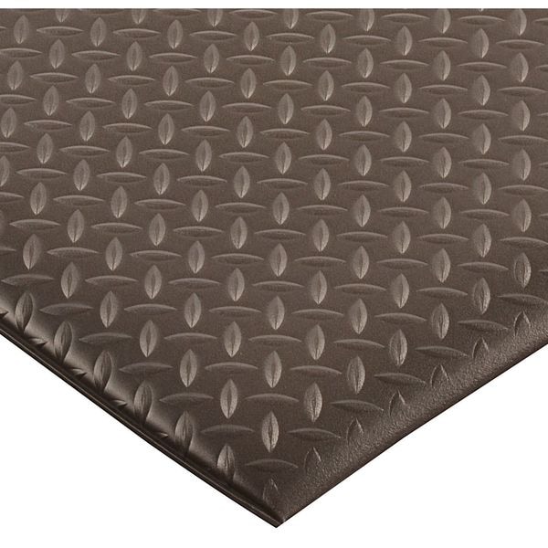 Notrax Antifatigue Mat, Diamond Plate, 5 ft x 3 ft, 1/2 in Thick, Black, PVC Foam - 419S0035BL