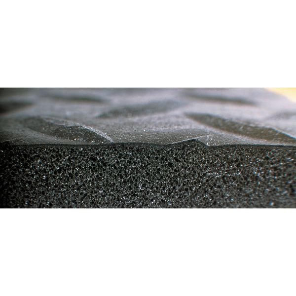 Notrax Antifatigue Mat, Diamond Plate, 5 ft x 3 ft, 1/2 in Thick, Black, PVC Foam - 419S0035BL