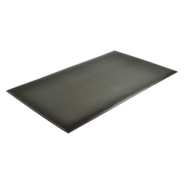 Notrax Antifatigue Mat, 10 ft. L x 3 ft. W, 3/8" Thickness, Closed Cell PVC Foam, Corrugated, Black - 410S3310BL