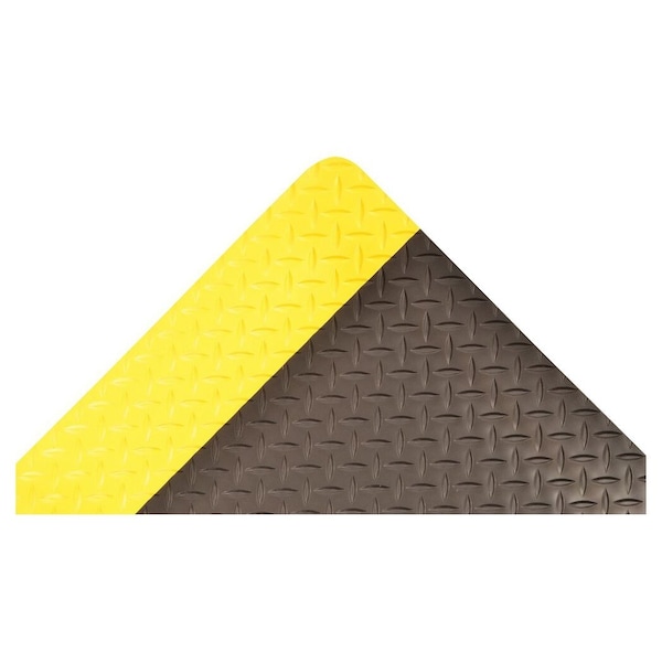 Notrax Antifatigue Mat, 5 ft L x 3 ft W, 1 in Thickness, Vinyl, Diamond Plate, Black/Yellow - 979S0035YB