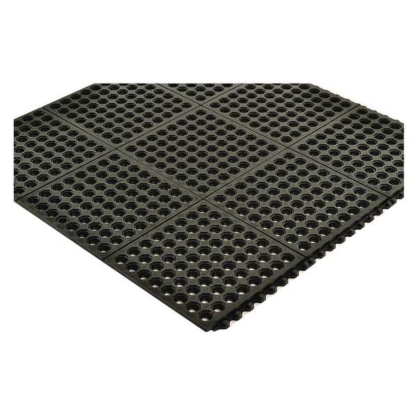 Notrax Interlocking Drainage Mat Tile, Natural Rubber, 3 ft W x 3 ft L, 3/4 in Thick - 550S0033BL