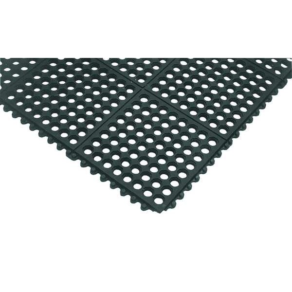 Notrax Interlocking Drainage Mat Tile, Natural Rubber, 3 ft W x 3 ft L, 3/4 in Thick - 550S0033BL