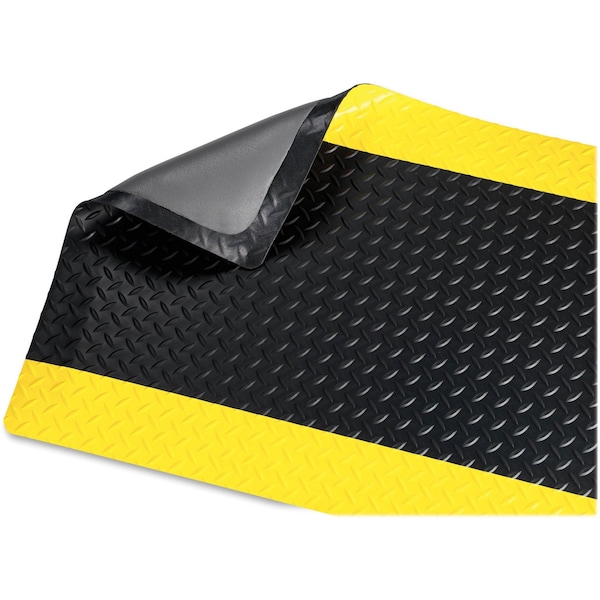 Genuine Joe Antifatigue Mat, 60" L x 36" W, 9/16" Thickness, Black/Yellow - GJO70364