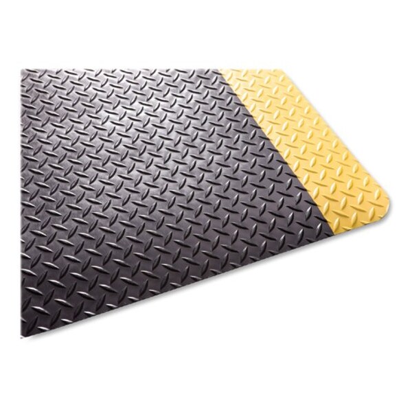 Genuine Joe Antifatigue Mat, 60" L x 36" W, 9/16" Thickness, Black/Yellow - GJO70364