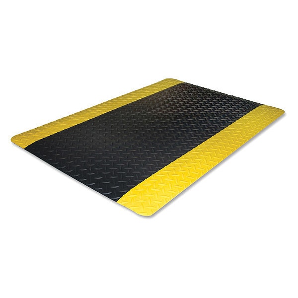 Genuine Joe Antifatigue Mat, 60" L x 36" W, 9/16" Thickness, Black/Yellow - GJO70364