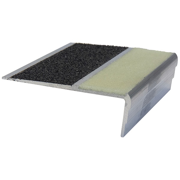 Stairmaster Stair Nosing Extruded Aluminum Black/Glow-in-the-Dark, 54 in W x 1/8 in Thick - 333FT-SN-NG-I4-6