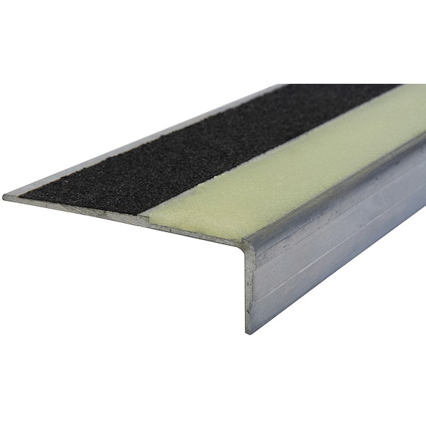 Stairmaster Stair Nosing Extruded Aluminum Black/Glow-in-the-Dark, 60 in W x 1/8 in Thick - 333FT-NG-I5