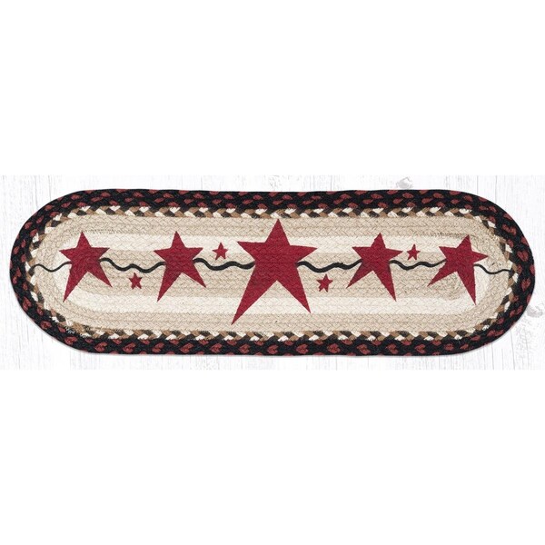 H2H 27 x 8.25 in. ST-OP-19 Primitive Stars Burgundy Oval Stair Tread Mat - H22548513