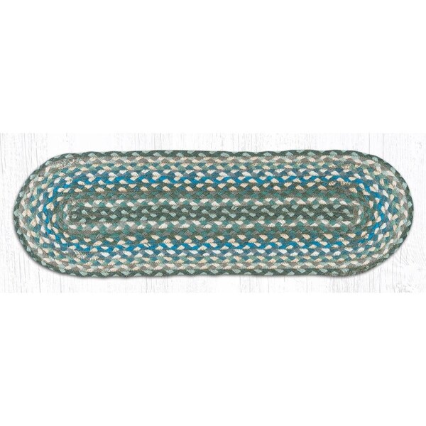 Capitol Importing Co 27 x 8.25 in. Jute Oval Stair Tread - Sage, Ivory and Settlers Blue - 19-419