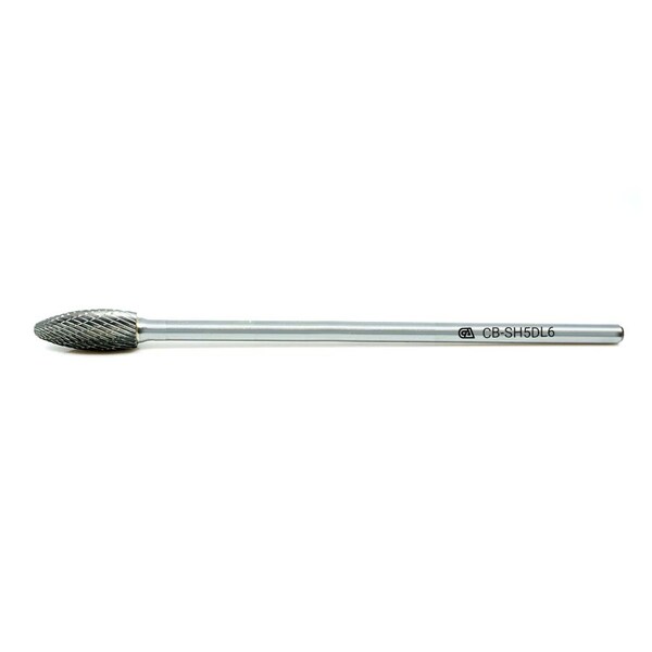 Continental Abrasives SH-5 Double Cut Flame Shape Tungsten Carbide Burr  6" Shank - CB-SH5DL6
