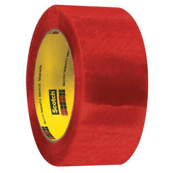 Scotch 3M 3199 Security Tape, 2.0 Mil, 2" x 110 yds., Clear/Red, 6/Pack - T90231996PK