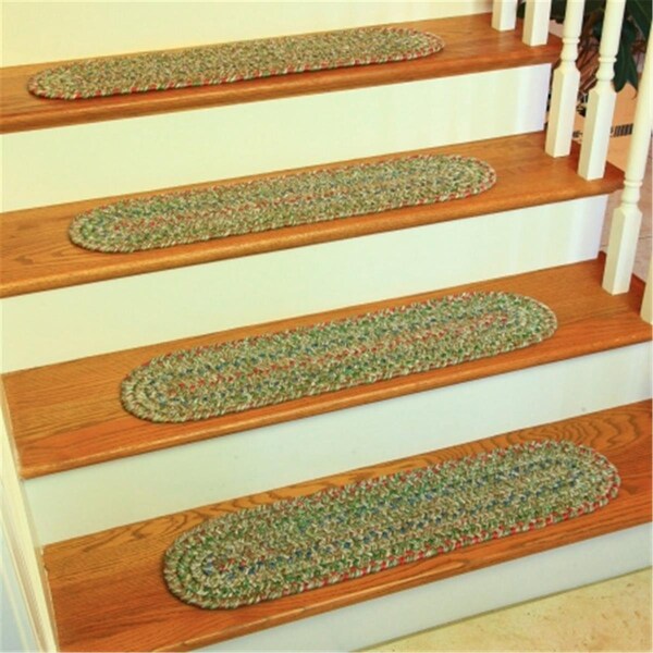 Rhody Rug Sophia Multi Braided Stair Tread- Moss Green, 4PK - SO65A008X028-4
