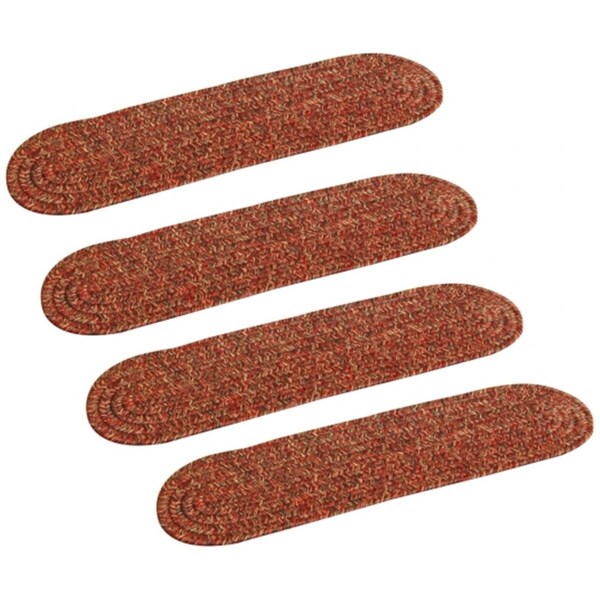 Rhody Rug Sandi Tweed Braided Stair Tread- Sangria, 4PK - SA48A008X028-4
