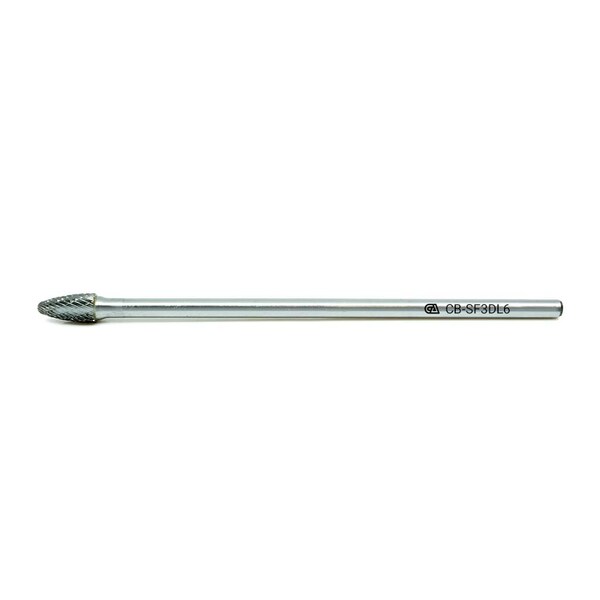 Continental Abrasives SF-3 Double Cut Arch Ball Nose Tungsten Carbide Burr  6" Shank - CB-SF3DL6