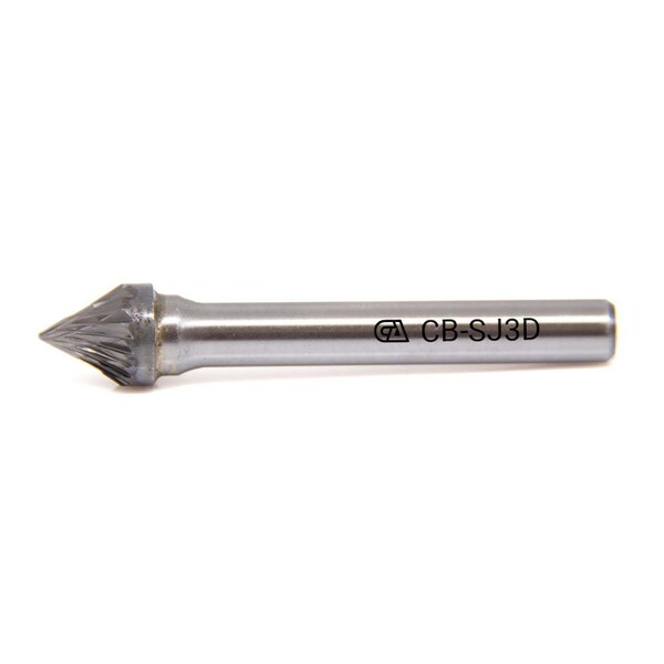 Continental Abrasives SJ-3 Double Cut 60 Degree Cone Tungsten Carbide Burr - CB-SJ3D
